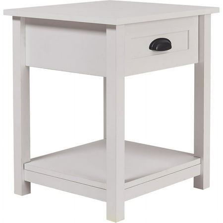 Click Decor - Traditional Wood 1-Drawer Night Stand - White
