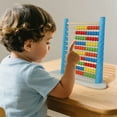 thumbnail image 5 of Colorful abacus stand,Wooden Abacus for Ki-ds Math-Counting To-y, Multi-Color Counters, Counting T-oys for Presch-ool Learning & Development, Develops Coordination, Motor Skills(L-Blue), 5 of 7