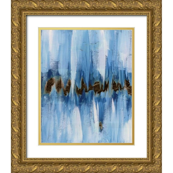 Seay, Anne 12x14 Gold Ornate Wood Framed with Double Matting Museum Art Print Titled - Abstract Blue I