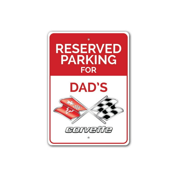 Reserved Parking Chevy Corvette Sign, Novelty Car Sign, Garage Aluminum Metal Decor Sign - 4x18 inches