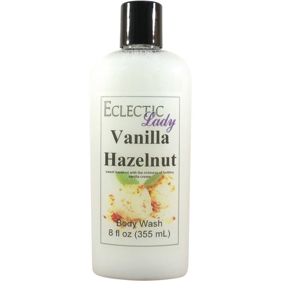 Vanilla Hazelnut Body Wash by Eclectic Lady, Liquid Shower Gel for Women and Men, 8 Ounces