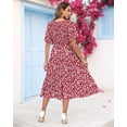 thumbnail image 3 of Vestido de verano AUSELILY para mujer, cuello en V, manga corta, 2XL, rojo, 3 of 6