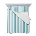 thumbnail image 7 of Quilts Full Size Bedding Set, Teal Aqua Stripe Lightweight Quilted Comforter, Gradient Geometric White Vertical Striped Soft Reversible Bedspread Coverlet with Pillow Covers for All Season, 78" x 90", 7 of 7
