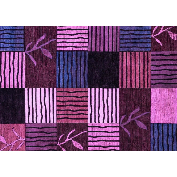 Ahgly Company Indoor Rectangle Abstract Purple Modern Area Rugs, 2' x 3'