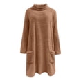 thumbnail image 5 of Womens Sweatshirt, Yigetop Women's Autumn and Winter Women's High Neck Pocket Round Neck Casual Warm Long Sleeved Plush Sweatshirt Womens Mock Neck Sweatshirt Khaki L, 5 of 6