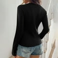 thumbnail image 3 of Diufon Knitted Tops for Women Long Sleeve Button Ribbed Knit Slim Cropped Tops Fall Casual Basic Blouse, 3 of 9