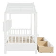 thumbnail image 3 of MODERNLUXE Lit Maisonnette en Bois Format Simple, Lit Maisonnette Montessori avec Toit, 2 Tiroirs et Étagères de Rangement pour Filles Garçons, Blanc, 3 of 8