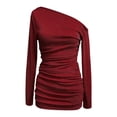 thumbnail image 5 of DHFJKG Wedding Guest Dress Women Off The Shoulder Long Sleeve Bodycon Asymmetrical Party Gown Mini Dress 2026 Spring Fall Versatile Dresses, 5 of 5