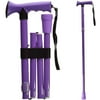 HealthSmart Folding Walking Stick, Soft Comfort Grip Collapsible Walking Stick, Adjustable Folding Walking Cane, Lavender