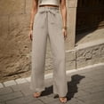 thumbnail image 2 of JJHGVB Palazzo Pants Wide Leg Pants Woman Women's Fashion Clothes For Every Occasion Cotton Linen Cardigan Summer Chic Womens Casual Pants Women'S Pants Khaki L, 2 of 9
