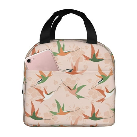 Insulated Lunch Bag for Women Men - Simple Hummingbird Floral Print Leakproof Cooler Lunch Box for Women Men  Lunch Tote Bags for Work School Picnic Travel