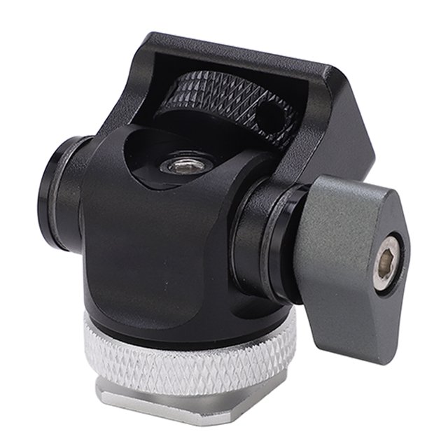 Camera Mount, Field Holder Portable Anodized 1/4in Screw Aluminum Alloy Hot Shoe for VCRS for Phones Silver,Red