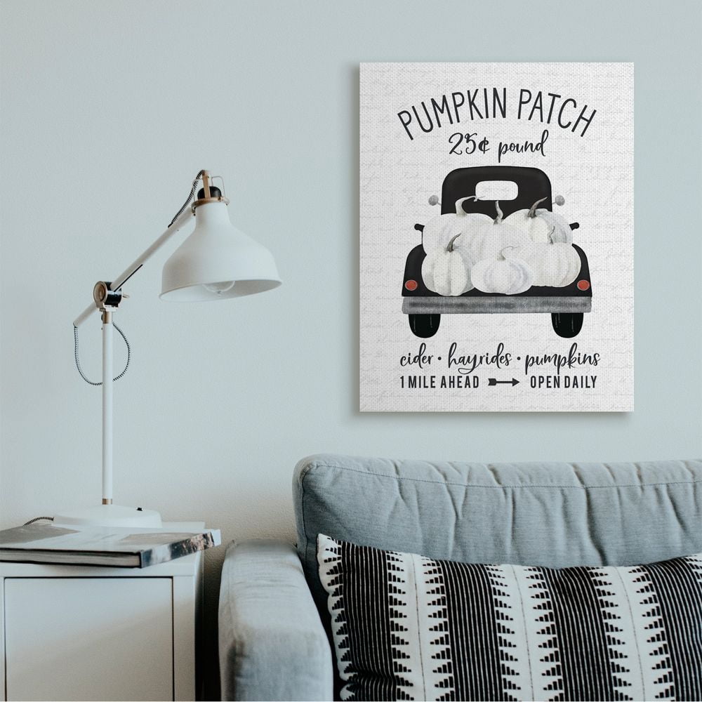 Stupell Industries Pumpkin Patch Farm Truck Sign Country Autumn Harvest Canvas Wall Art Design by Lettered and Lined
