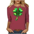 thumbnail image 2 of Ounisa St. Patrick's Day Shirts Womens Funny Shamrock Printed 3/4 Sleeve Casual Lucky Clover Heart Graphic Tee Tops, 2 of 5