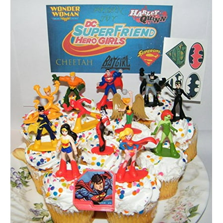 Dc Super Friend Hero Girls Deluxe Mini Cake Toppers Cupcake Decorations Set Of 14 With Figures A Sticker Sheet And Toy Ring Featuring Wonder Woman Supergirl Batgirl And More Walmart Canada