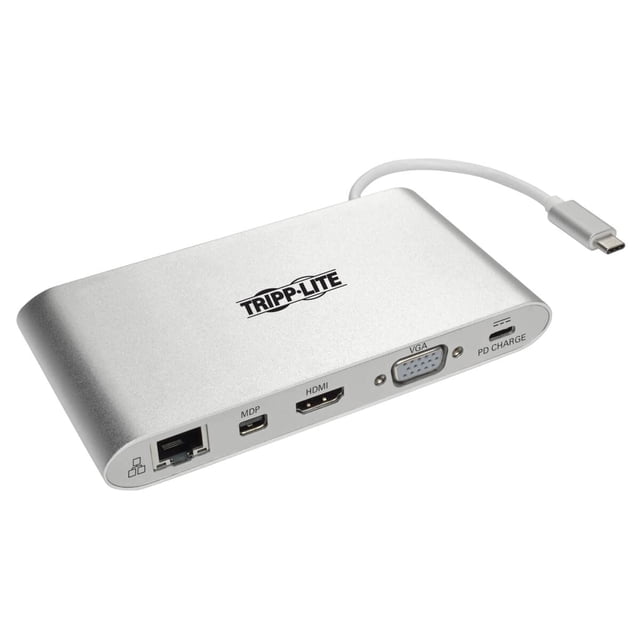 Estación de acoplamiento Tripp Lite USB-C con USB-A HDMI VGA mDP Gbe 4K