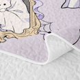 thumbnail image 5 of Homewish Cute Spooky Animal Quilt Full for Girls, Halloween Ghost Full Bedspread Sets, Lilac White, 3pcs 1 Bedspread and 2 Pillowcases, 5 of 7
