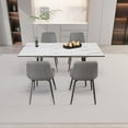 thumbnail image 2 of Dining Sets 47"-63" extendable MDF modern dining table and chair set, suitable for 2-6 people, elegant white dining table and modern grey dining chair 4-piece set, metal base and linen chair,Kitchen, 2 of 25