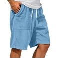 thumbnail image 2 of Ymyiu Casual Shorts Men Men's Casual Shorts Elastic Waist Drawstring Summer Beach Shorts Moisture Wicking Size 2XL(Sky Blue, 2XL), 2 of 5