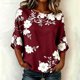 thumbnail image 4 of Neewe Womens Classic Tops 3/4 Sleeve Shirts Round Neck Loose Casual Blouses Floral Print Tshirts, 4 of 6