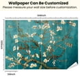thumbnail image 3 of Peel and Stick Wallpaper Almond Blossom Branches White Flowers Turquoise Impressionist Style Modern Art Wall Mural Decor Self Adhesive and Removable 100in x 144in, 3 of 8