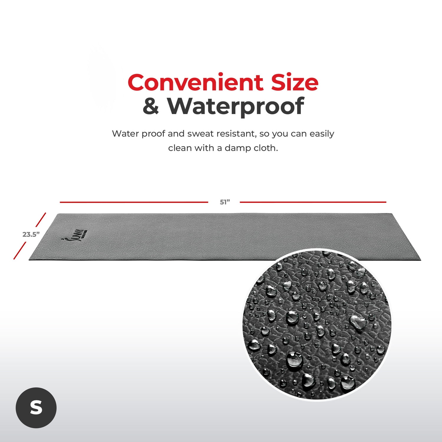 Sunny Health & Fitness Heavy Duty PVC Foam Equipment Mat w Free SunnyFit® App Membership- NO. 083 Small