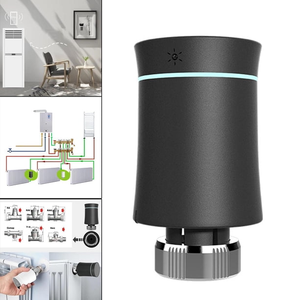 Actuador de radiador inteligente, para Tuya 3.0, controlador de temperatura de válvula de radiador termostático programable, para protección de - Negro BLESIY Termostato Radiador