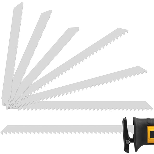 6Pcs Reciprocating Saw Blade 9/12 Inch 12/3TPI Stainless Steel Saw Blade Sharp Wear Resistant Fast Cutting Saw Blade for Cutting Frozen Food Meat Bone