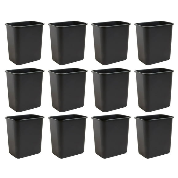 United Solutions Poubelle de Bureau Gain de Place 7 Gallons / 28 Pintes, s'Adapte aux Espaces sous le Bureau et Petits et Étroits dans le Commercial, la Cuisine, le Bureau à Domicile et le Dortoir, Facile à Nettoyer, Noir (Lot de 12)