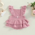 thumbnail image 4 of CNKOO Baby Girls Knitting Rompers Solid Color Fly Sleeve Ruffle Hem Casual Party Street Spring Fall Summer Rompers Brown 3-6 Months, 4 of 8
