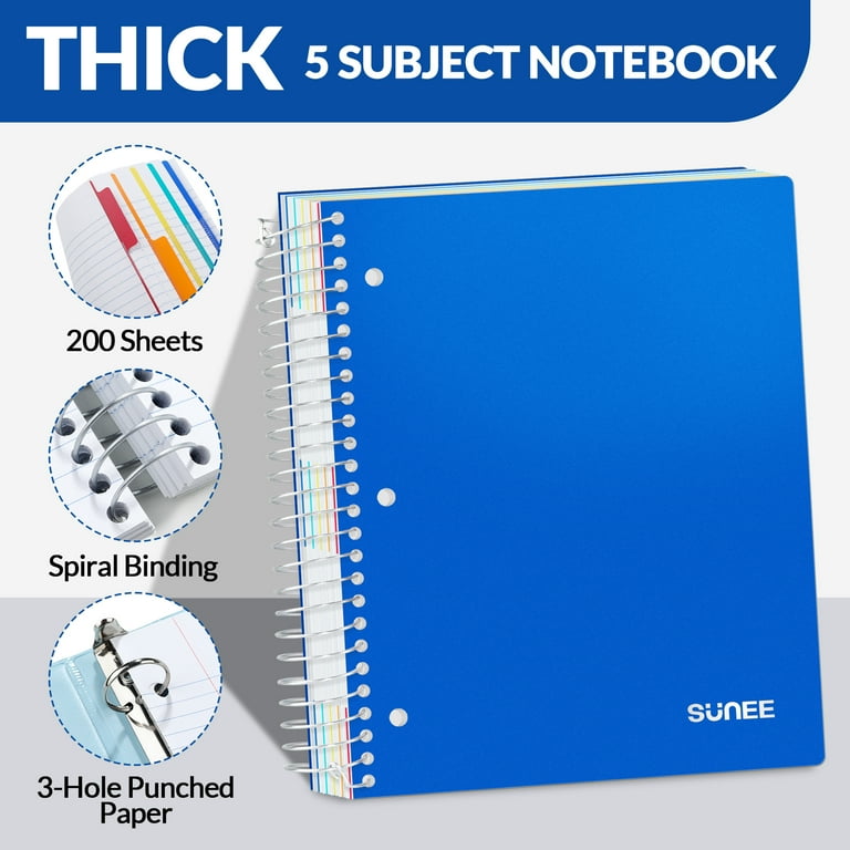 5-Subject Spiral Notebook, College Ruled, 400 Pages photo 8