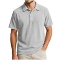 thumbnail image 7 of YLSDY Mens Textured Knit Corduroy Shirts Stretchy Golf Shirts 2026 Spring Summer Short Sleeve Button Down Lapel Blouse Tops White XXL, 7 of 7