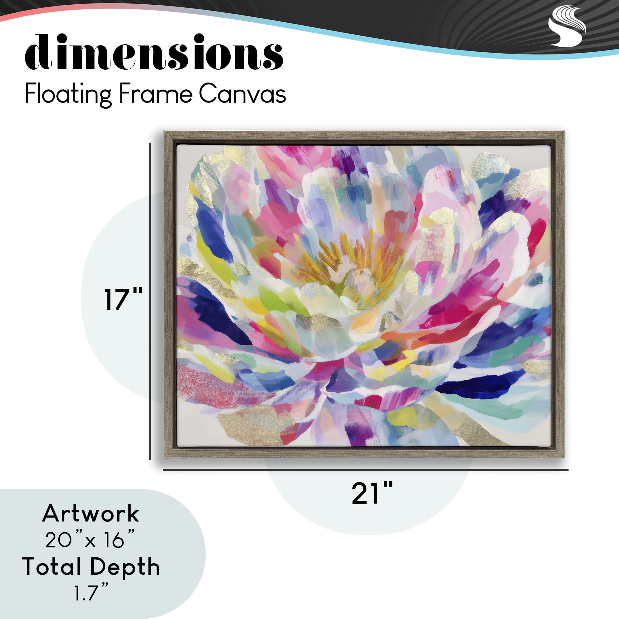 Stupell Industries Dahlia in Pink & Blue Brown Framed Floater Canvas Wall Art, design by Chromatic Storm Studio