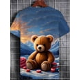 thumbnail image 3 of Men's 3D T-shirt with teddy bear design, the first choice for home casual wear. Made of soft, light and durable blue fabric, it is very suitable for casual outings and daily wear, providing a comfort, 3 of 6