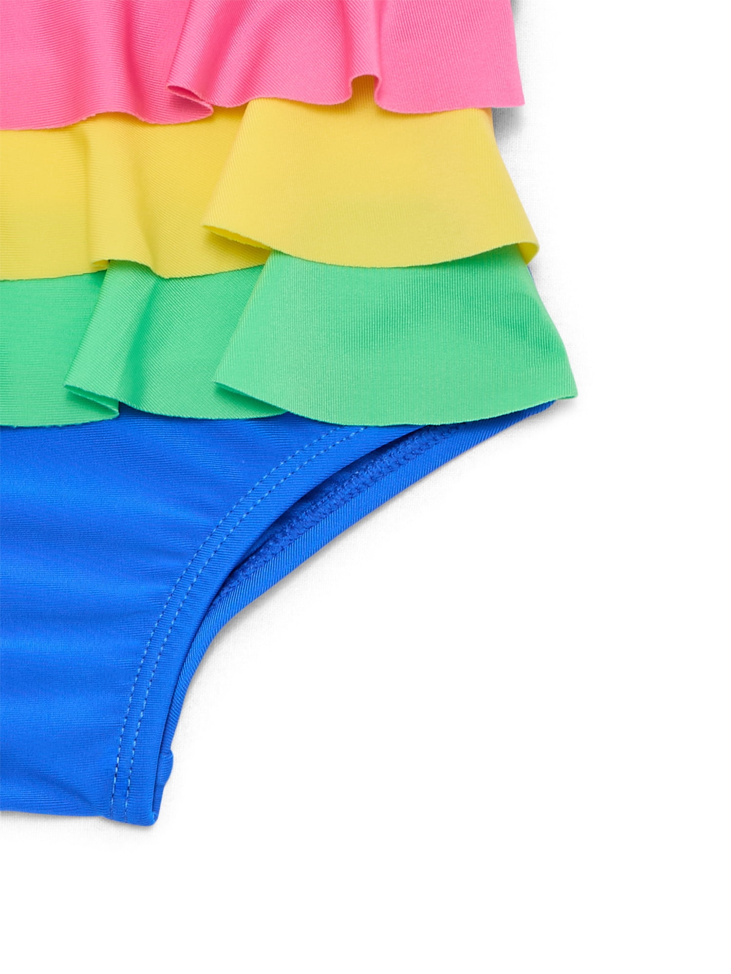 Wonder Nation Baby and Toddler Girls Tiered Ruffle One Piece Swimsuit, Sizes 12M-5T