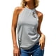 thumbnail image 1 of Playeras,Blusas y Tops,Ropa para Mujer Cultivo sin espalda Tank Top Blusas sin mangas con cuello para mujer (Grey, L), 1 of 7