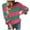 Hot Pink, variant on Odeerbi Sweaters for Women Fall Sweaters 2025 Crew Neck Fashion Coat Top Splicing Loose Long Sleeve Splicing Coat Orange