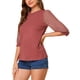 thumbnail image 4 of BLUSA TRANSPARENTE DE MANGA 3/4 CON PANEL DE CONTRASTE PARA MUJERES CHIC INSPIRADA EN ROJO, 4 of 7