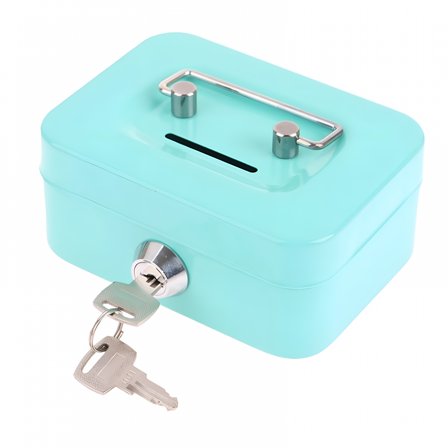 LAMIRO Money Safe Box Mini Cash Box Metal Key Money Bank Small Security Lock Box Portable Sturdy Lockable Coin Boxes