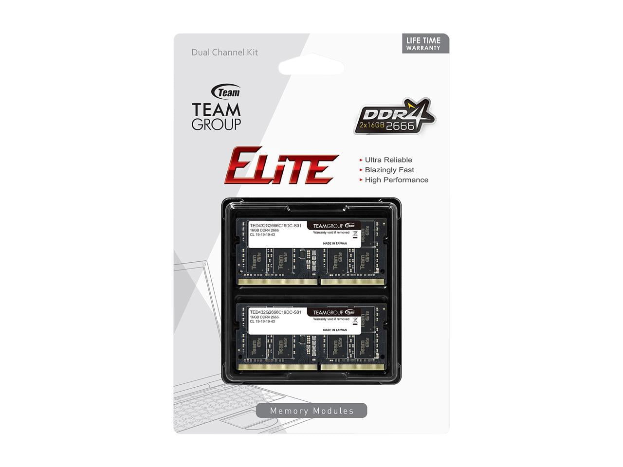 Team Elite 32GB (2 x 16GB) 260-Pin DDR4 SO-DIMM DDR4 2666 (PC4