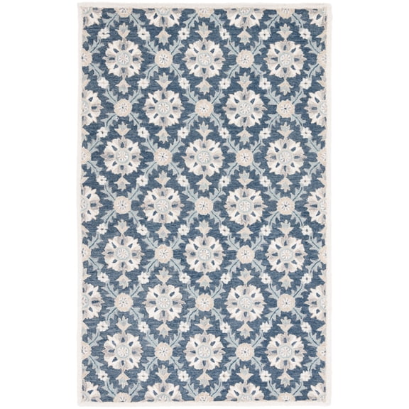 SAFAVIEH Martha Stewart Tufted Diamond Runner Rug, Blue/Ivory, 2'3" x 8'
