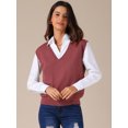 thumbnail image 3 of DARING DIVA Women's Uniform V Neck Knit Sleeveless Sweater Tank Tops M Dark Red, 3 of 6
