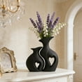 thumbnail image 4 of Ceramic Vase Set of 2 Heart Shaped, Modern Minimalist Boho Black White Vases Home Decor, for Dining Table Bookshelf Living Room Office Wedding Coffee Table Centerpiece, 4 of 4