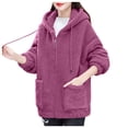 thumbnail image 1 of Manteau Grande Taille Mode Décontractée pour Femmes Automne Hiver Couleur Unie Cardigan à Capuche Fermeture Éclair Chaud Confortable, 1 of 8