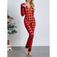 thumbnail image 6 of ZAXARRA Women Buttoned Flap Jumpsuit Sleepwear, Solid Color / Printed Long Sleeve Homewear Pajamas, 6 of 9