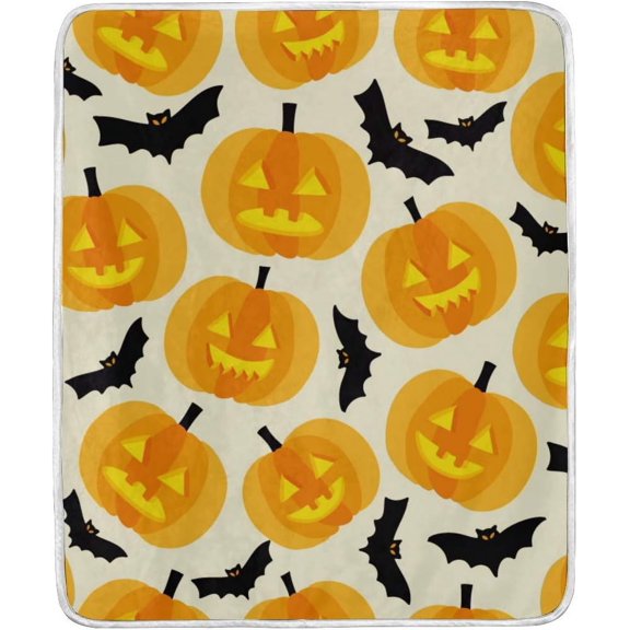SKYSONIC Baby Kids Cozy Warm Throw Thermal Soft Bed Blanket 50x60 in Halloween Pumpkins Flannel Fleece Blanket