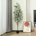 thumbnail image 4 of 6FT Artificial Eucalyptus Plants with White Velve Leaves and Natural Trunk, 4 of 8