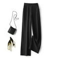 thumbnail image 5 of Hpapadks Womens Pants Solid Wide Leg Elasticized High Waist Dress Pant Slacks Womens Slacks Black L, 5 of 5
