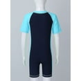 thumbnail image 5 of iEFiEL Kids Boys Tween One-piece Swimsuit Rash Guard Zippered Short Wetsuit Swimwear Bathing Suit Navy Blue&Sky Blue 8, 5 of 7