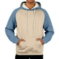 thumbnail image 6 of Domuza Mens Pullover Hoodie Thick Sherpa Lined Heavyweight Hooded Sweatshirt Fall Winter Warm Trendy Color Block Athletic Fleece Pullover Sky Blue S, 6 of 9